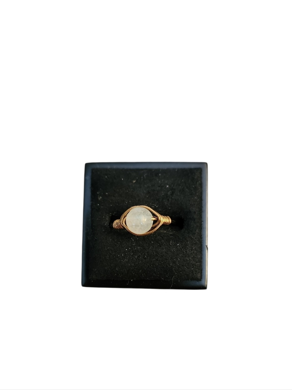 Size 4.5 Clear Stone Copper-Tone Minimalist Wire Ring
